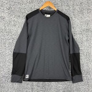 MuskOx Shirt Mens Large Gray Black Long Sleeve Performance Athletic Crewneck